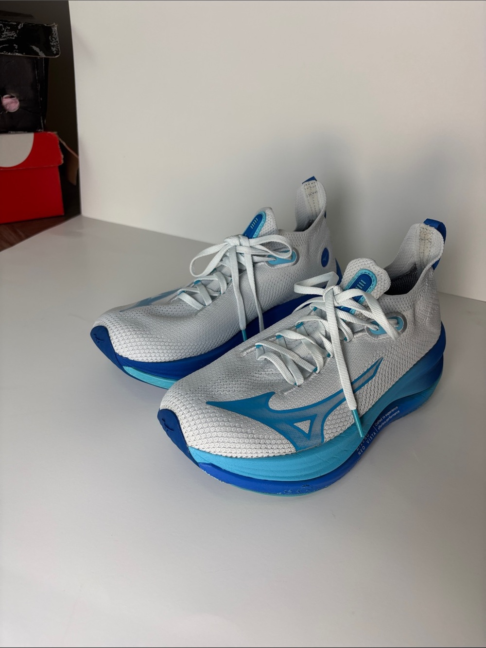 Mizuno Kids White and Blue Athletic Sneakers